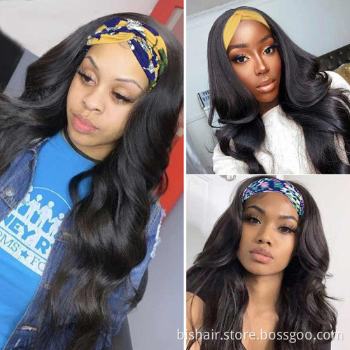 BIS Brazilian long body wavy  natural black headband wig for black female 150% density body wave human hair wig  new fashion